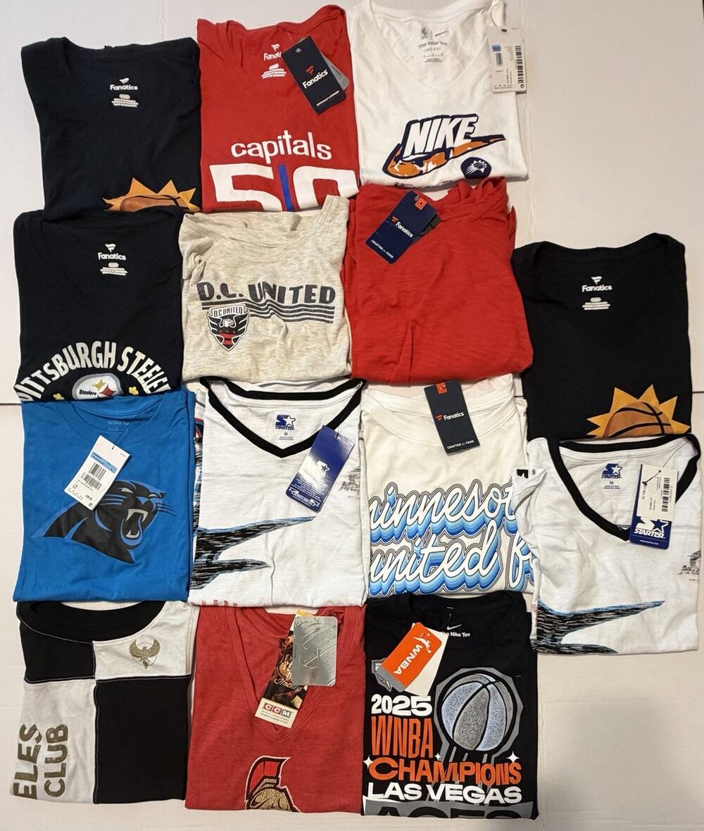 14 T-Shirt Lot SPORTS Bundle Random Sports Team NFL MLB MLS WNBA NHL Size Medium